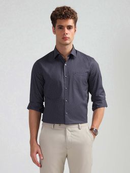 Arrow - Men's Manhattan Slim Fit Geometric Printed Shirt-Purple