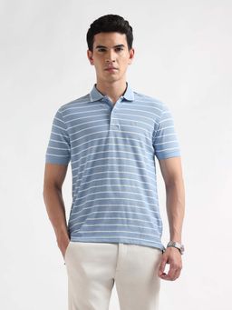 Arrow - Men's Horizontal Striped Regular Fit Polo T-shirt-Blue