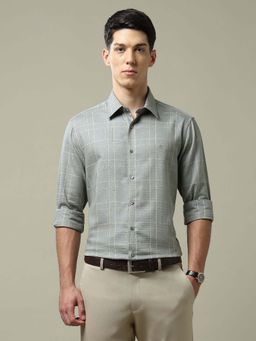 Arrow - Men's Comfortable Fit Grid Tattersall Checked Shirt-Grey