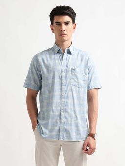 Arrow Sports - Men's Grid Tattersall Checked Originals Shirt-Blue