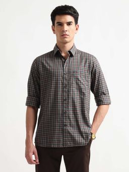 Arrow Sports - Men's Plaid Checked Twill Shirt-Brown