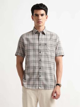 Arrow Sports - Men's Grid Tattersall Checked Originals Shirt-Beige