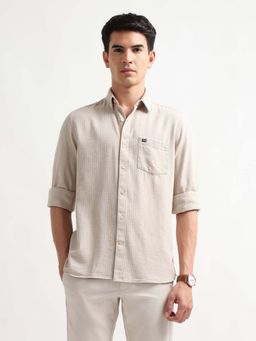 Arrow Sports - Men's Textured Regular Fit Shirt-Beige