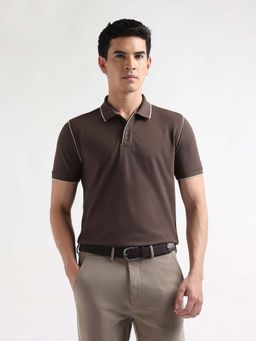 Arrow Sports - Men's Solid Velocity Polo T-shirt-Brown