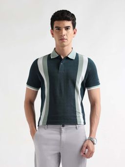 Arrow Sports - Men's Colourblocked Regular Fit Polo T-shirt-Green