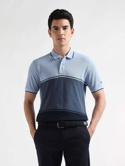 Arrow Sports - Men's Colourblocked Regular Fit Polo T-shirt-Blue