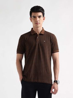 Arrow Sports - Men's All Over Printed Regular Fit Polo T-shirt-Brown