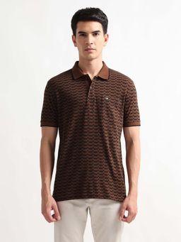 Arrow Sports - Men's Printed Regular Fit Polo T-shirt-Brown