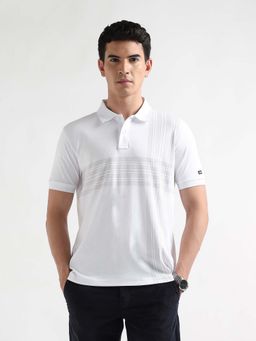 Arrow Sports - Men's Vertical Striped Heritage Polo T-shirt-White