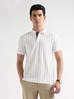 Arrow Sports - Men's All Over Printed Regular Fit Polo T-shirt-White