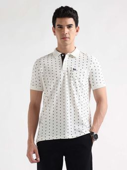 Arrow Sports - Men's All Over Printed Regular Fit Polo T-shirt-White