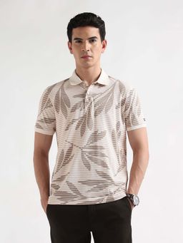 Arrow Sports - Men's Tropical Printed Heritage Polo T-shirt-Beige