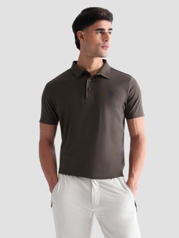 U.S. POLO ASSN. - Active Sports Men's Solid Regular Fit Active Polo T-shirt-Brown