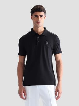 U.S. POLO ASSN. - Active Sports Men's Solid Regular Fit Active Polo T-shirt-Black