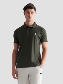 U.S. POLO ASSN. - Active Sports Men's Solid Regular Fit Active Polo T-shirt-Olive