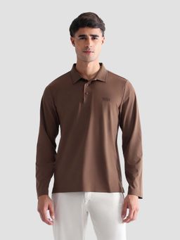 U.S. POLO ASSN. - Active Sports Men's Solid Regular Fit Active Polo T-shirt-Brown