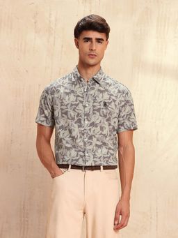 U.S. Polo Assn. Denim Co. - Men's Tropical Printed Legend Of Horseshoe Shirt-Beige
