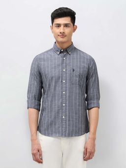 U.S. Polo Assn. Denim Co. - Men's Vertical Striped Regular Fit Shirt-Blue