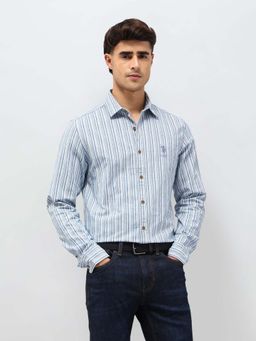 U.S. Polo Assn. Denim Co. - Men's Vertical Striped Twill Shirt-Blue