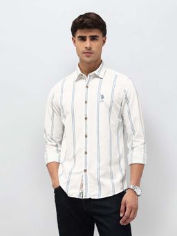 U.S. Polo Assn. Denim Co. - Men's Vertical Striped Twill Shirt-White
