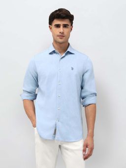 U.S. Polo Assn. Denim Co. - Men's Solid Twill Shirt-Blue