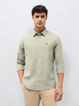 U.S. POLO ASSN. - Men's Comfortable Fit Solid Shirt-Green