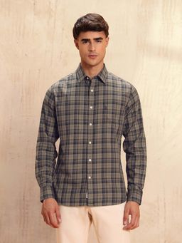 U.S. POLO ASSN. - Men's Comfortable Fit Plaid Checked Shirt-Brown