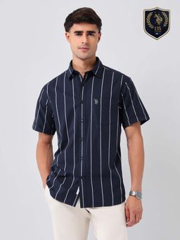U.S. POLO ASSN. - Men's Vertical Striped 135Th Shirt-Blue