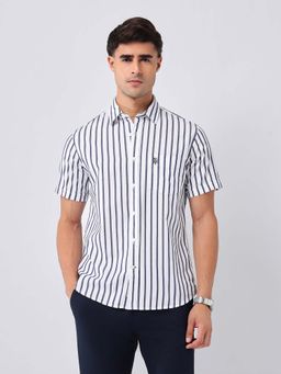 U.S. POLO ASSN. - Men's Vertical Striped 135Th Shirt-Navy Blue