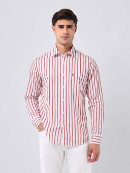 U.S. POLO ASSN. - Men's Vertical Striped 135Th Shirt-Maroon