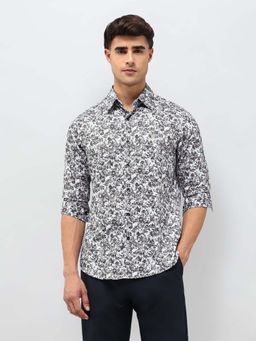 U.S. POLO ASSN. - Men's Floral Printed Satin Shirt-Brown