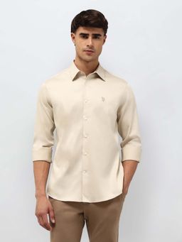 U.S. POLO ASSN. - Men's Satin Solid Shirt-Beige