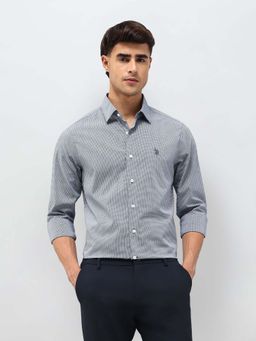 U.S. POLO ASSN. - Men's Micro Checked Comfortable Fit Shirt-Blue