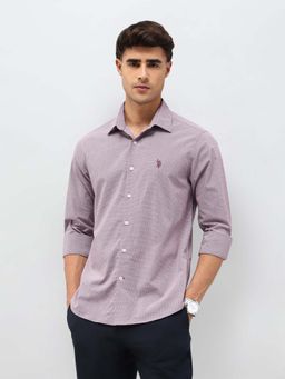 U.S. POLO ASSN. - Men's Micro Checked Comfortable Fit Shirt-Purple