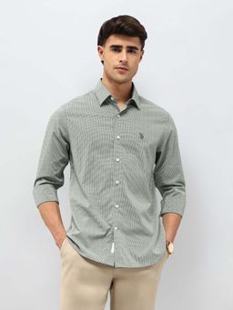 U.S. POLO ASSN. - Men's Micro Checked Comfortable Fit Shirt-Green