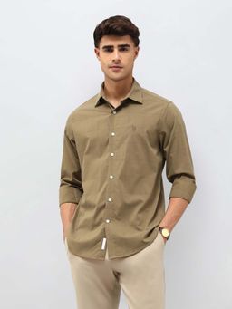 U.S. POLO ASSN. - Men's Windowpane Checked Comfortable Fit Shirt-Brown