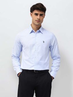 U.S. POLO ASSN. - Men's Comfortable Fit Vertical Striped Shirt-Blue