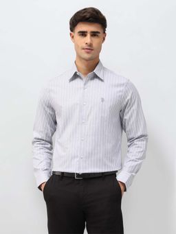 U.S. POLO ASSN. - Men's Comfortable Fit Vertical Striped Shirt-Grey