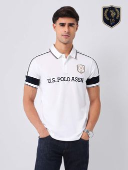 U.S. POLO ASSN. - Men's Brand Typography Regular Fit Polo T-shirt-White
