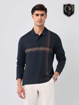 U.S. POLO ASSN. - Men's Stripes Regular Fit Polo T-shirt-Navy Blue