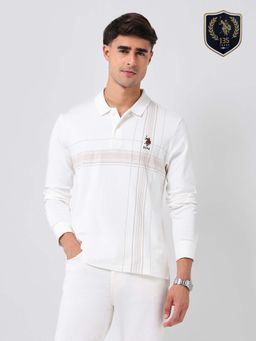U.S. POLO ASSN. - Men's Checked Regular Fit Polo T-shirt-Off White