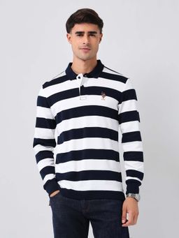 U.S. POLO ASSN. - Men's Horizontal Striped Regular Fit Polo T-shirt-White