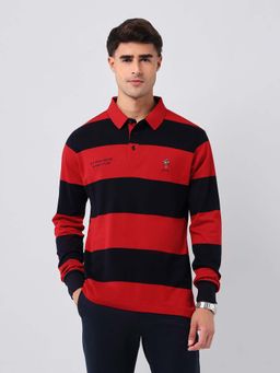 U.S. POLO ASSN. - Men's Horizontal Striped Regular Fit Polo T-shirt-Red