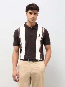 U.S. POLO ASSN. - Men's Colorblocked Regular Fit Polo T-shirt-Brown