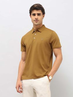U.S. POLO ASSN. - Men's Slim Fit Solid Polo T-shirt-Mustard