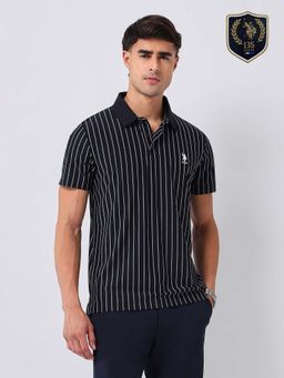 U.S. POLO ASSN. - Men's Vertical Striped Regular Fit Polo T-shirt-Navy Blue