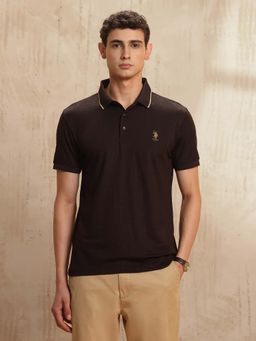 U.S. POLO ASSN. - Men's Brand Self Regular Fit Polo T-shirt-Brown