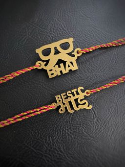 Digital Dress Room - Fancy Rakhi Designs Slogan Chashmish Muchchad BhaiBest Bhai Mauli (Pack of 2)