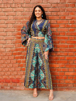 BOHOLYFE - Navy Blue Mirage Paisley Boho Co-Ord Set