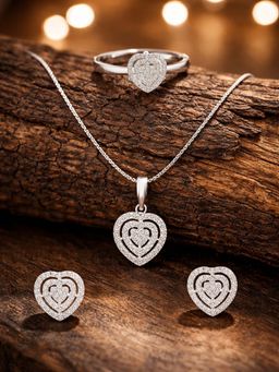 OOMPH - Women White Stone Cubic Zirconia Necklace Set